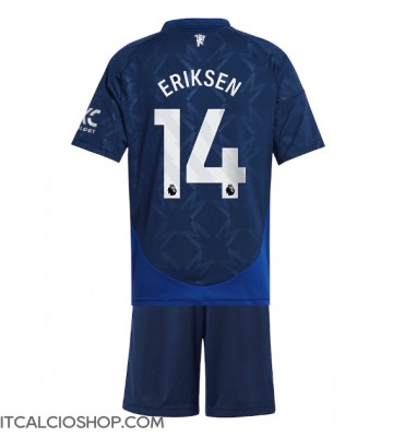 Manchester United Christian Eriksen #14 Seconda Maglia Bambino 2024-25 Manica Corta (+ Pantaloni corti)